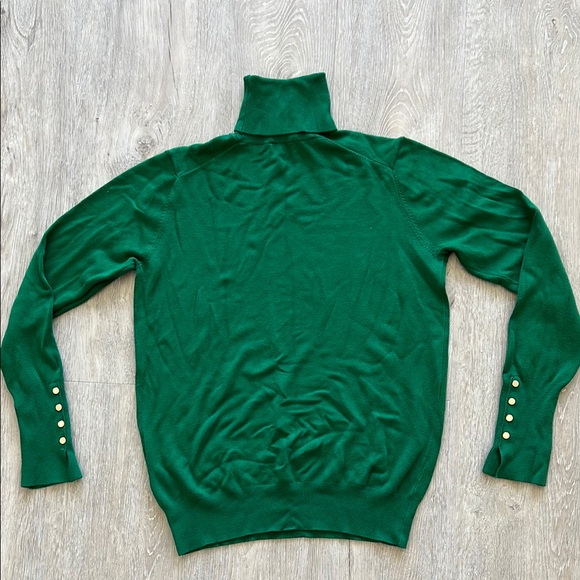 ZARA medium Green Turtleneck Sweater with Gold Button Accents - Picture 1 of 3